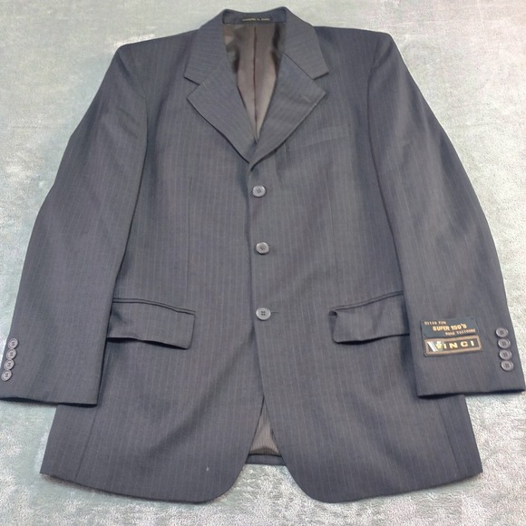 VINCI Blazer Sport Coat Mens‎ Suit Jacket 38 R Striped 3 Button Super 150s Brown